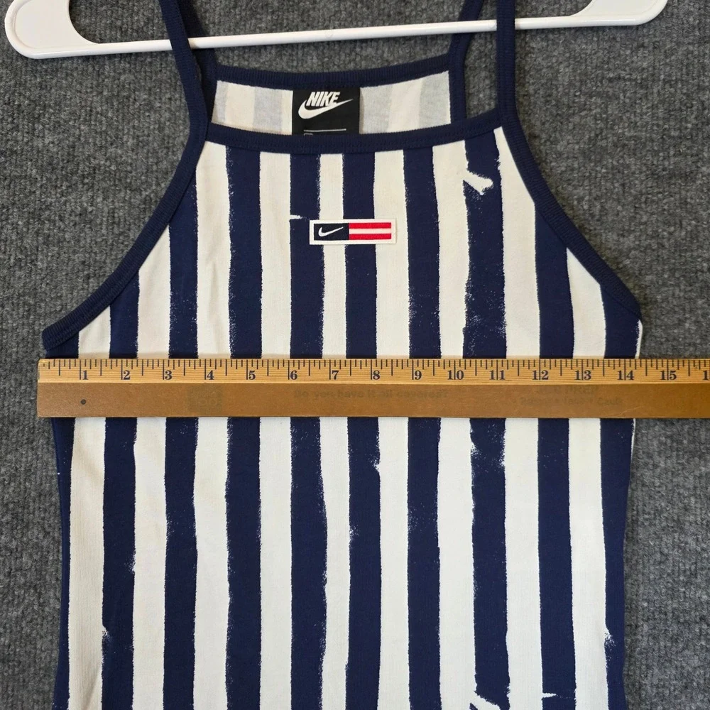 Nike Womens Navy/White Stripe Femme Americana Dress Small Blue White Striped